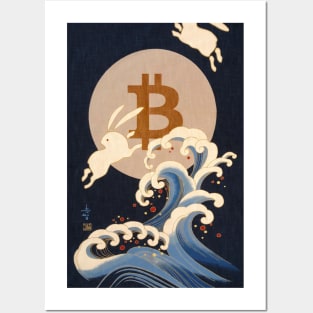 Bitcoin Moon Rabbits / Otsukimi Japanese art Posters and Art